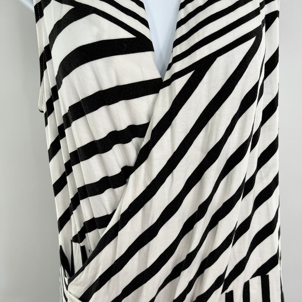 Peter Som Black White Contrast Stripe Faux Wrap Sleeveless Knit Top S - Picture 6 of 14